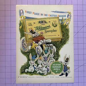 1947 PRINT AD WHITMAN'S SAMPLER CANDY CHOCOLATES Easter Bunny Easter Parade